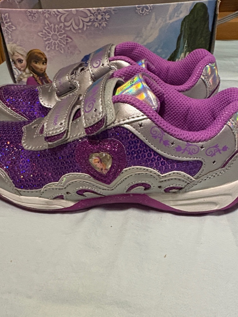 Disney Purple and Silver Glitter Kids Sneakers
